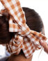 DesignB London gingham bow hair scrunchie in rust