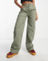 ASOS DESIGN Tall oversized cargo trouser with multi pocket in khaki