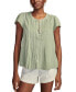 ფოტო #1 პროდუქტის Women's Cotton Pintuck-Pleated Flutter-Sleeve Blouse