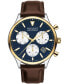 ფოტო #1 პროდუქტის Men's Heritage Calendoplan Swiss Quartz Chronograph Chocolate Genuine Leather Strap Watch 43mm