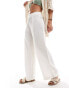 Фото #3 товара ONLY linen mix wide leg trouser in white