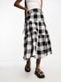 Фото #8 товара ASOS DESIGN Tall tiered midi skirt in jumbo mono gingham