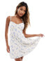 Hollister floral print open back linen mini dress in white