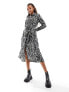 Фото #7 товара JDY belted midi shirt dress In abstract animal print