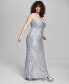 Фото #3 товара Trendy Plus Size Sequined V-Neck Sleeveless Gown