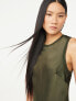 Фото #3 товара Scoop Women's Pullover Sleeveless Satin Midi Tank Olive Green Dress Size S (4-6)