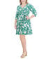 Plus Size Floral-Print 3/4-Sleeve Dress