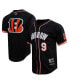 ფოტო #1 პროდუქტის Men's Joe Burrow Black Cincinnati Bengals Mesh Baseball Button-Up T-shirt