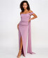 Juniors' Off-The-Shoulder Glitter-Knit Cowl Neck Gown