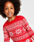 Holiday Lane Little Girls Festive Fair Isle Sweater, Created for Macy's