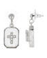 ფოტო #1 პროდუქტის Silver-Tone Frosted Stone Crystal Cross Drop Earrings