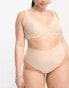 ASOS DESIGN Curve Marina smoothing high-waist thong in beige