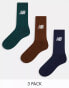 Фото #1 товара New Balance logo 3 pack crew socks in khaki, navy and brown