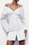 Фото #2 товара Платье из габардина с открытыми плечами ZARA