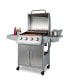 50000BTU 5-Burner Propane Gas Grill with Side Burner and 2 Prep Tables-Silver