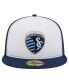 Фото #2 товара Men's White, Navy Sporting Kansas City 2024 Kick Off Collection 59FIFTY Fitted Hat