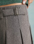 Фото #6 товара Miss Selfridge wrap over buckle pleated skirt in grey