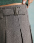 Miss Selfridge wrap over buckle pleated skirt in grey 32 - фото #6