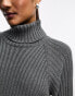 YAS ribbed roll neck jumper midi dress in grey - GREY