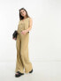 Фото #2 товара 4th & Reckless Petite plisse wide leg trouser co-ord in camel