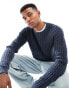 ASOS DESIGN relaxed washed knitted cable knit jumper in navy