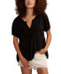 Women's Crochet-Yoke Short-Sleeve Babydoll Top