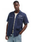 Hollister bowling shirt with backprint in navy Launisches Indigo, S - фото #2