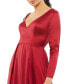 Women's Ieena Satin V Neck Long Sleeve Pleated Gown