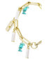 Women's Quartz Gold-Tone Alloy Turquoise Charm Bracelet Watch, 18mm