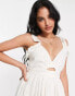 Topshop frill dobby broderie cut out midi sun dress in ivory