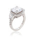 Фото #6 товара Suzy Levian Sterling Silver Cushion Cut White Cubic Zirconia Halo Bridal Ring