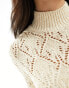 Mango high neck stitch detail jumper in beige