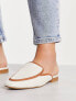ASOS DESIGN Wide Fit Main-Street flat mules in natural fabrication
