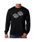 Men's Word Art Long Sleeve T-Shirt- Woof Paw Prints Черный, M - фото #1