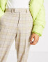 Фото #4 товара ASOS DESIGN wide leg smart trousers with lime green highlight check