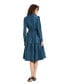 ფოტო #2 პროდუქტის Women's Faille Long Sleeve Collared Belted Midi Dress