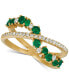 ფოტო #1 პროდუქტის Emerald (5/8 ct. t.w.) & Diamond (1/4 ct. t.w.) Swirl Crossover Ring in 14k Gold