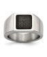 Stainless Steel Polished Carbon Fiber Inlay Signet Ring