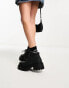 Truffle Collection chunky square toe lace up boots in black