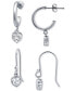 ფოტო #3 პროდუქტის 2-Pc. Set Cubic Zirconia Heart Dangle Hoop & Drop Earrings, Created for Macy's