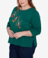 ფოტო #4 პროდუქტის Plus Size Classic Birds With Hats Detailed Crew Neck Top