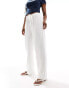 4th & Reckless linen mix tie waist wide leg trousers in white