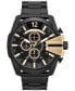 ფოტო #1 პროდუქტის Men's Chronograph Mega Chief Black Ion-Plated Stainless Steel Bracelet Watch 51x59mm DZ4338