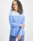 Women's Crewneck Cotton Colorblocked Sweater, Created for Macy's