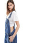 Dr Denim Cordelia utility cargo denim dungaree in stream mid retro wash