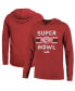 Фото #1 товара Men's Threads Red Distressed Kansas City Chiefs Super Bowl LVIII Tri-Blend Soft Hand Long Sleeve Hoodie T-shirt
