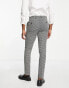 Gianni Feraud skinny fit suit trousers in herringbone black and white