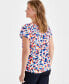 Petite Printed Smocked-Neck Flutter-Sleeve Top, Created for Macy's