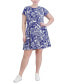 ფოტო #4 პროდუქტის Plus Size Printed Short-Sleeve Fit & Flare Dress