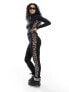 Фото #1 товара Threadbare Ski base layer top and leggings set in black with contrast leopard print